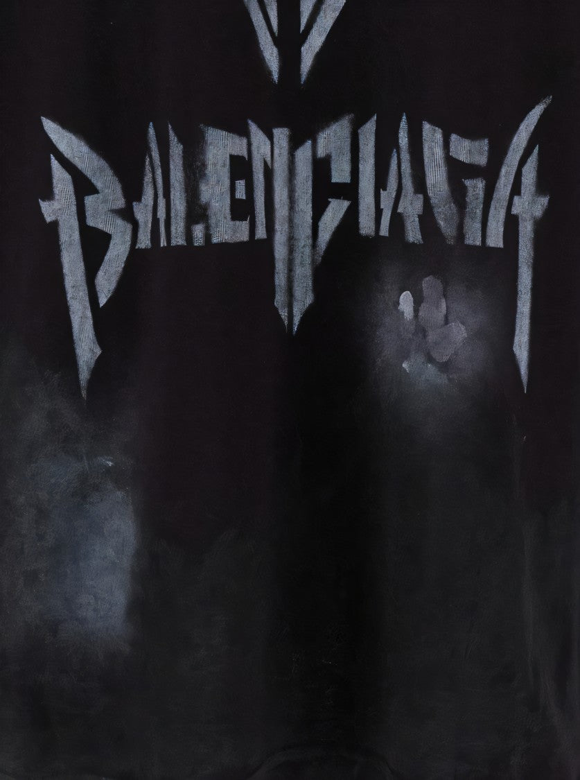 Balenciaga Short-Sleeved Black T-Shirt With Bold Graphic Design
