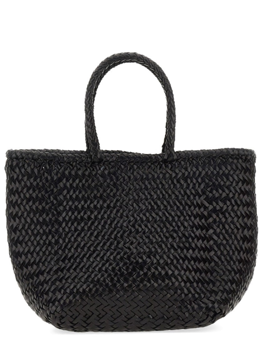 Dragon Diffusion Neutrals Grace Basket Woven Leather Tote Bag