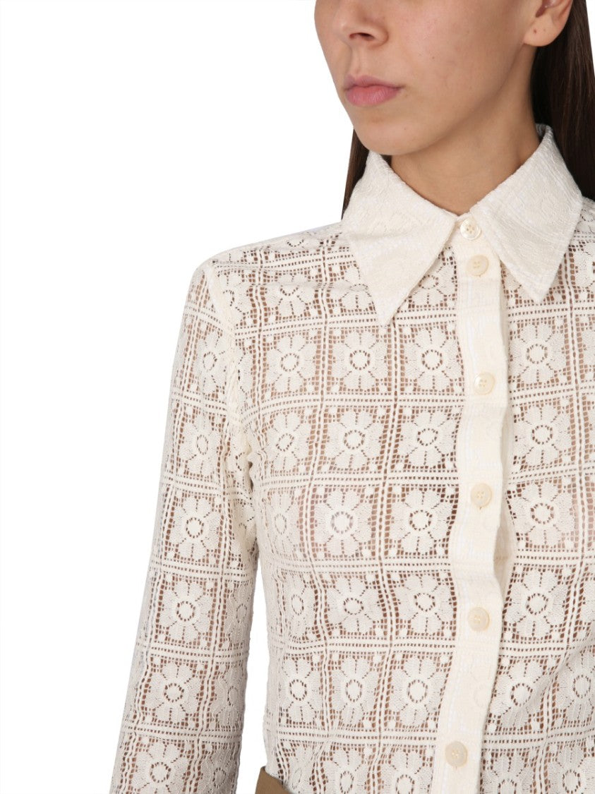 Max Mara Pointed Collar Cotton-Nylon Blend Shirt