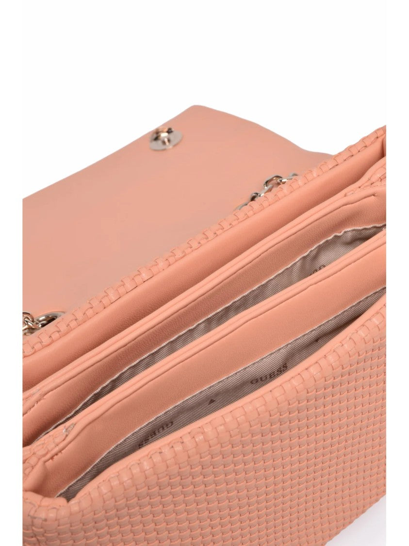 Guess Pink Polyurethane Logo Crossbody Bag