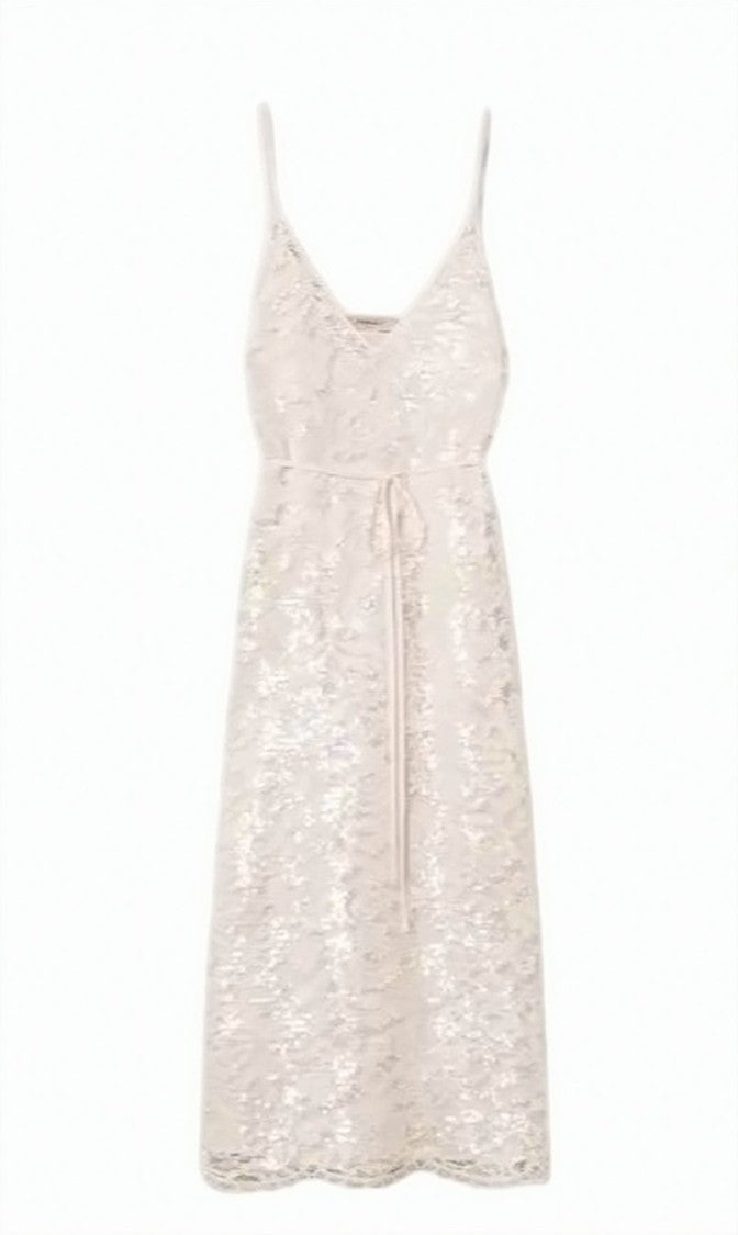 Twin-Set Lace Sequin Midi Slip Dress