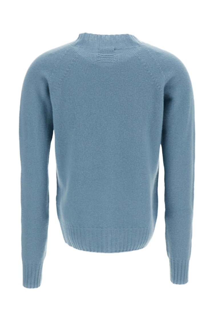 Drumohr Mock Neck Jersey-Knit Wool Sweater With Raglan Sleeves