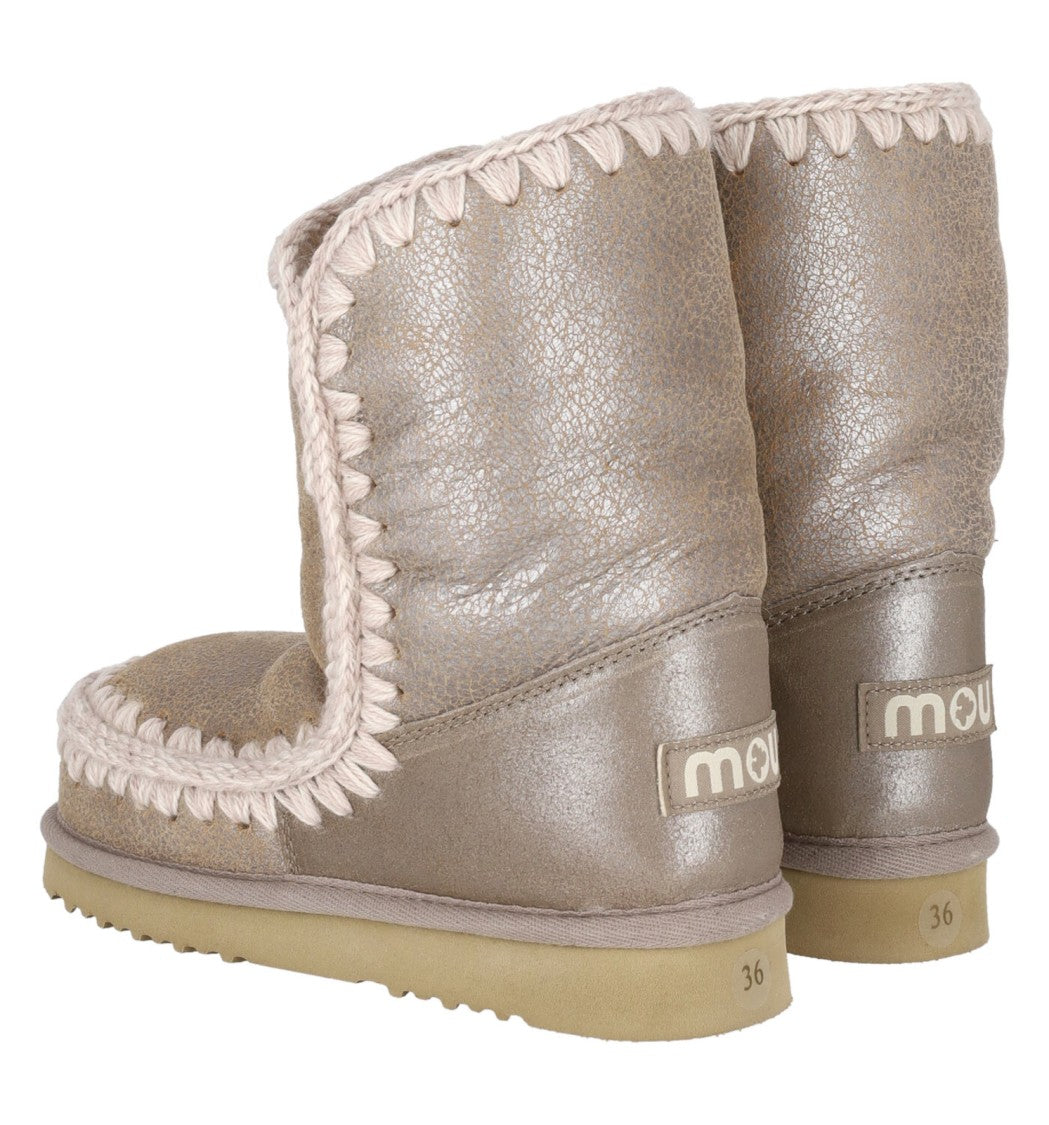 Mou Metallic Textured Mid-Calf Boots