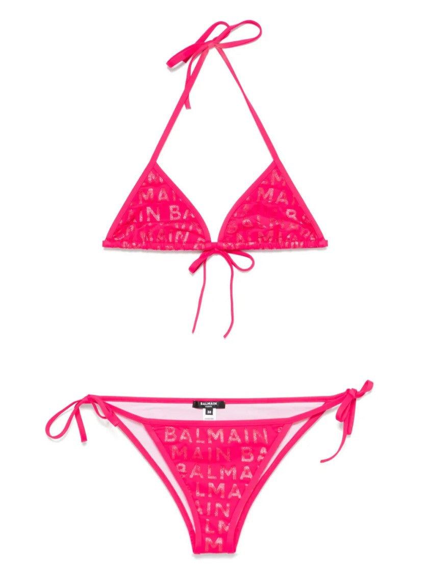 Balmain Triangle Bikini With Bold Logo