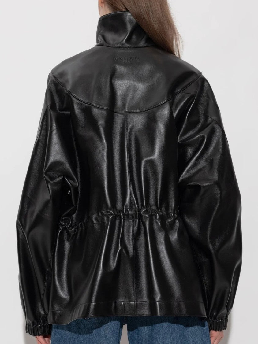 Givenchy Lambskin Leather Tracksuit Jacket With High Collar And Embossed Branding