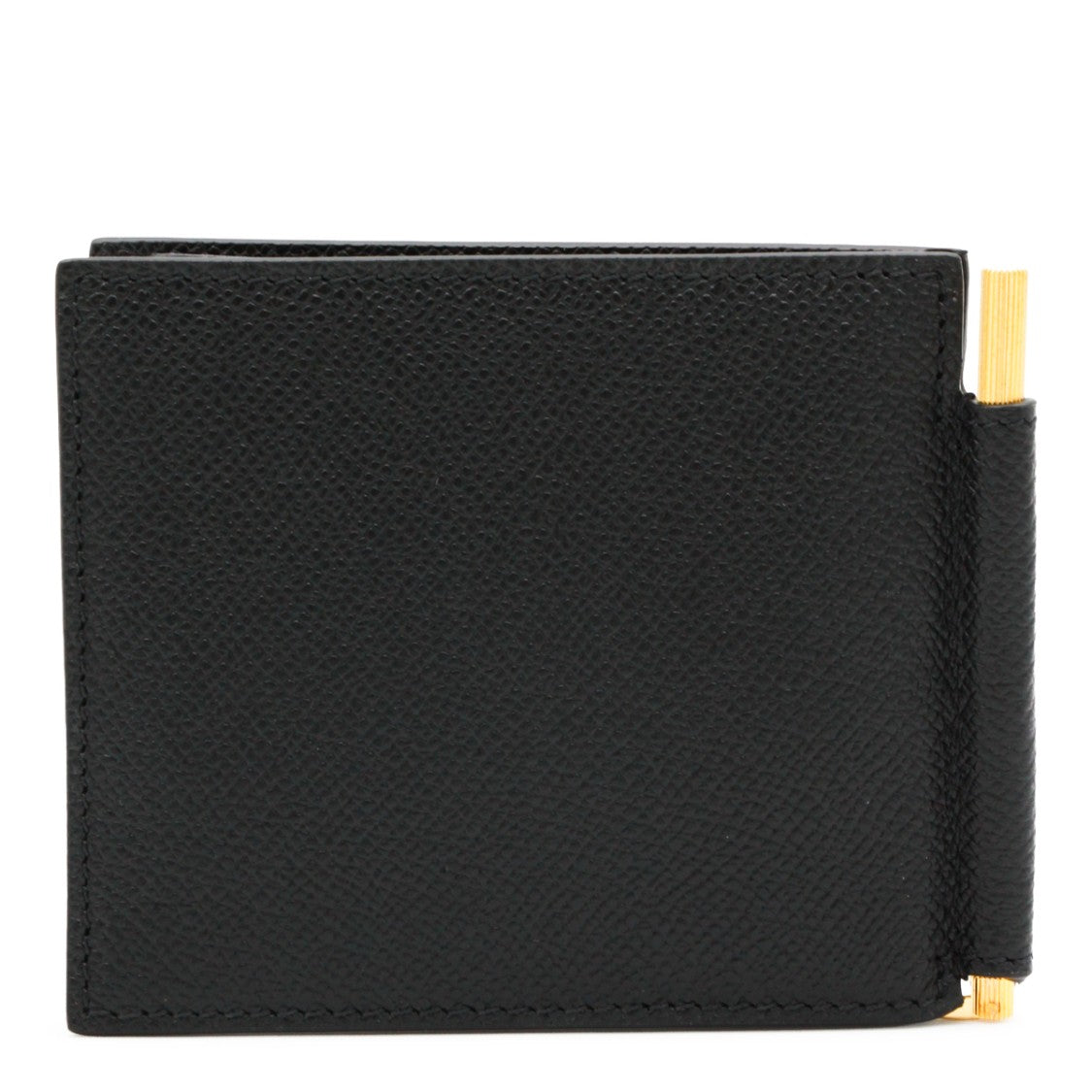 Tom Ford Textured Surface Black Bifold Wallet With Gold-Tone Clip