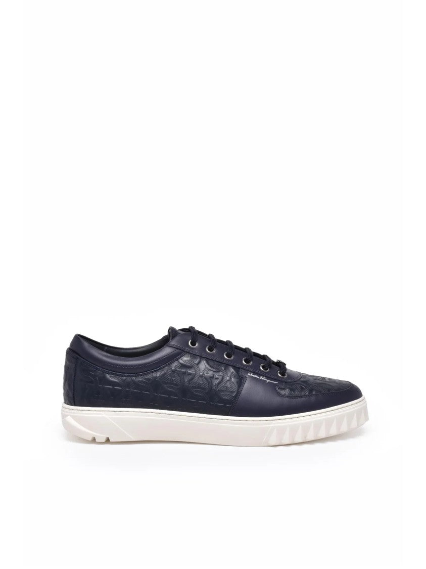 Salvatore Ferragamo Blue Leather Sneakers