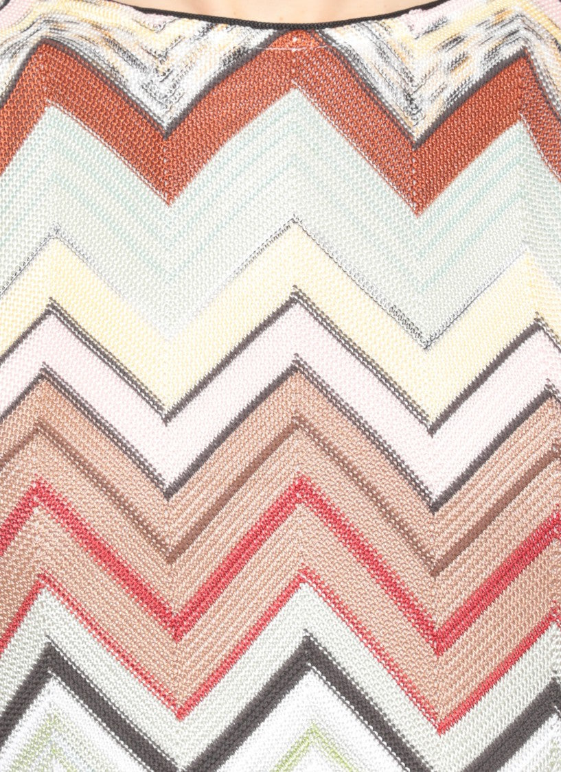 Missoni Multicolor Viscose Midi Dress With Contrasting Zigzag Pattern