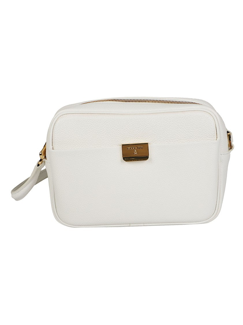 Patrizia Pepe All Day Compact Rectangular White Calfskin Shoulder Bag