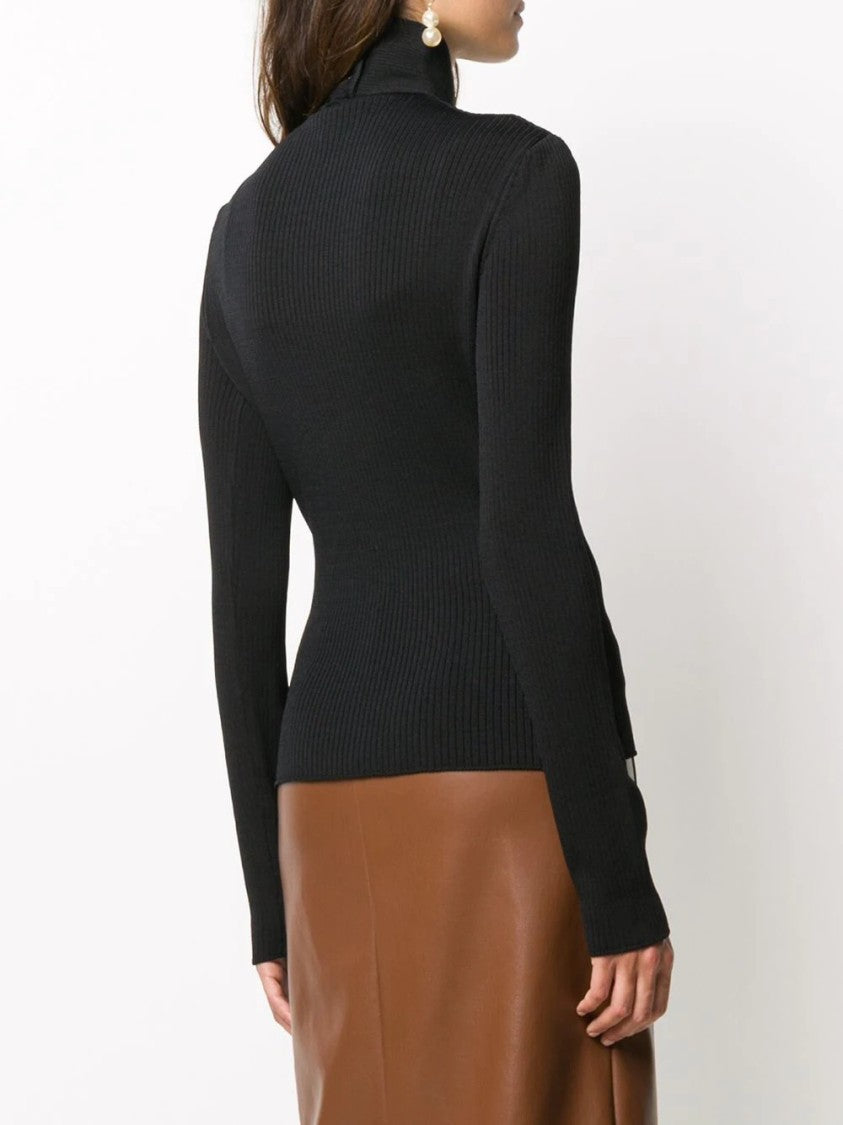 Msgm Fitted Ribbed Knit Top With Crisscross Keyhole Detail