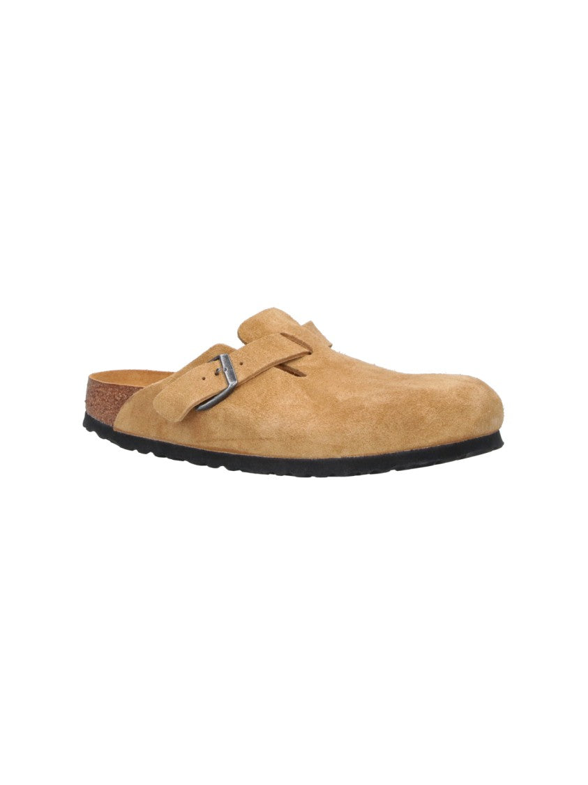 Birkenstock Beige Boston Calfskin Suede Mules