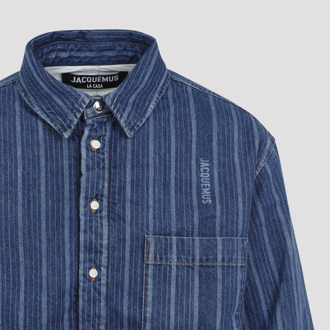 Jacquemus Striped Cotton Shirt With Button Closure And Chest Pocket