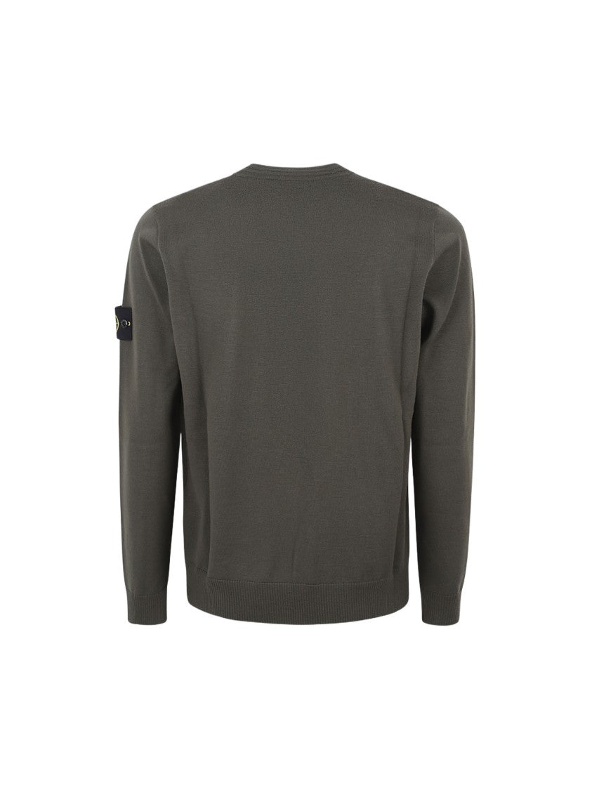 Stone Island Crew Neck Sweater In Green Wool