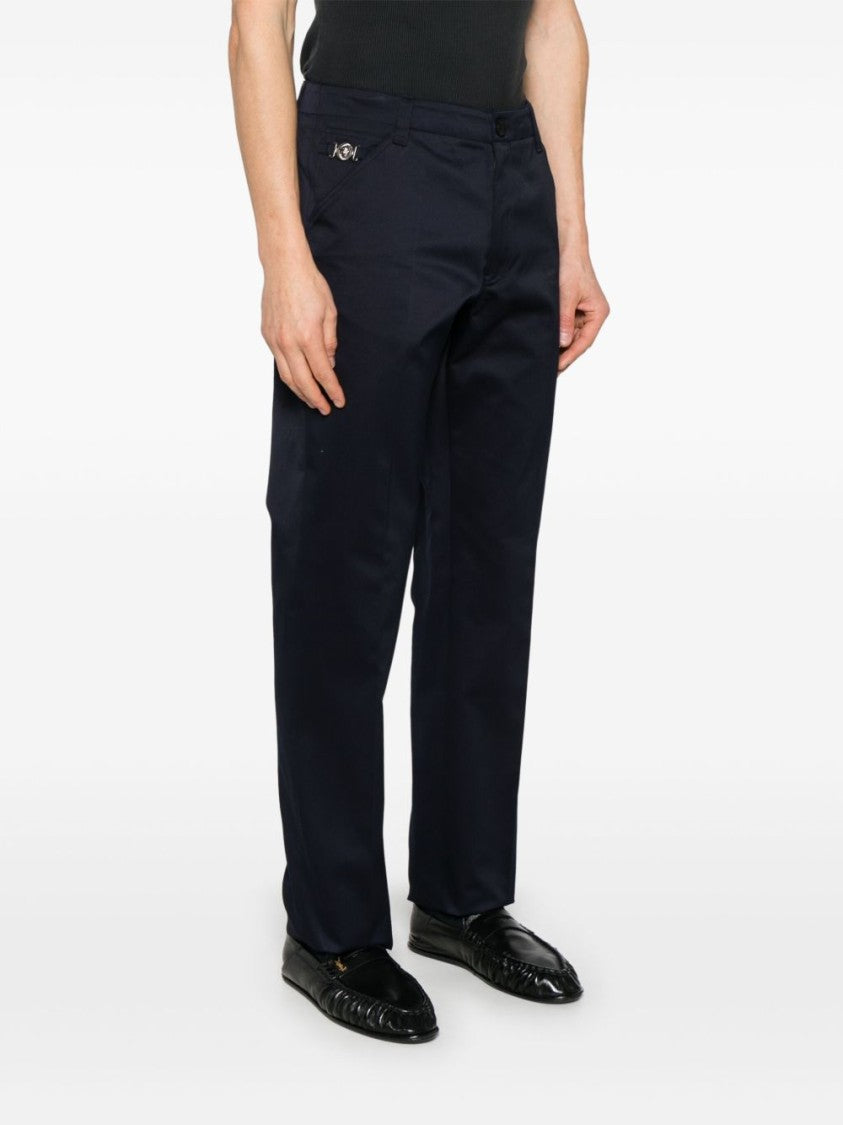 Versace Tailored Blue Trousers With Classic Waistband