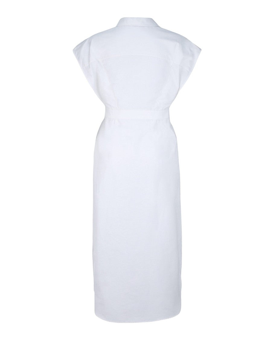 Alexander Mcqueen Cotton Pencil Shirt Dress With Hidden Button Closure And Curved Hemline