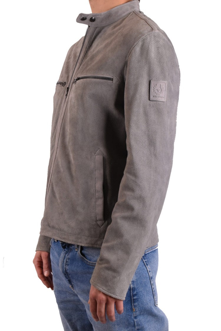 Belstaff Grey Technical Nylon Zip-Up Jacket