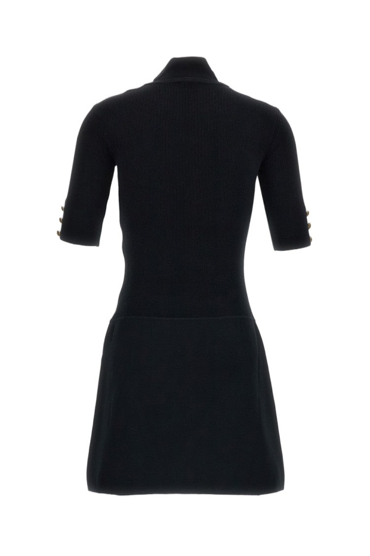 Elisabetta Franchi Black Knit Removable Scarf Mini Dress