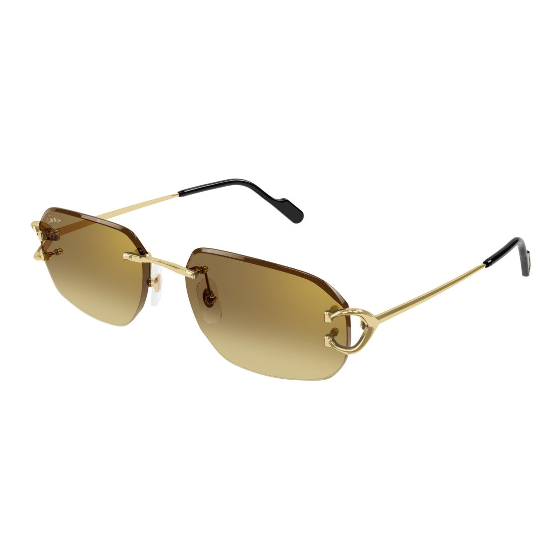 Cartier Rimless Sunglasses With Rectangular Brown Gradient Lenses