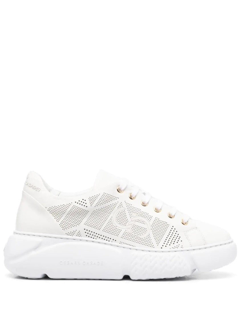 Casadei Perforated Leather Sneakers With Chunky Sole
