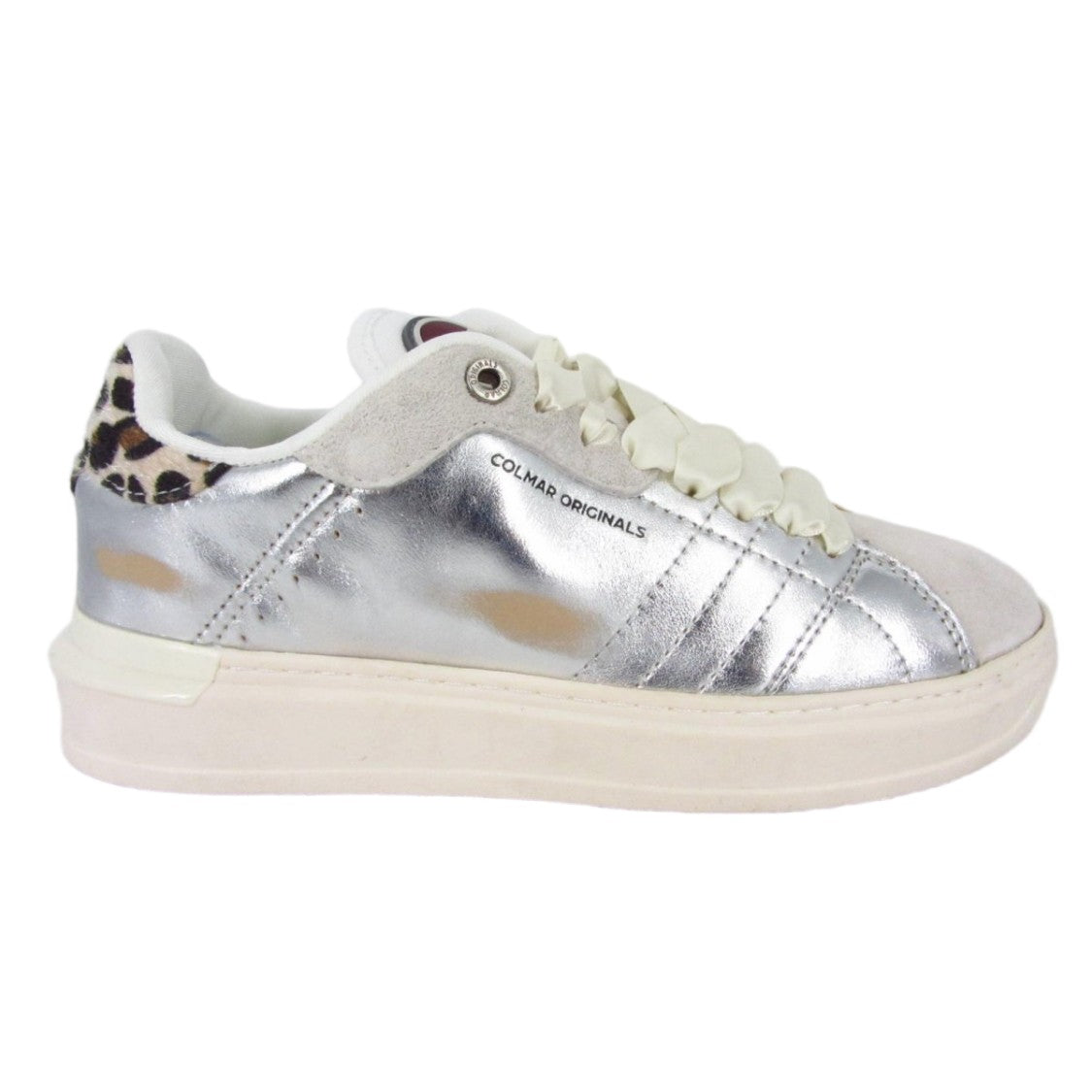 Colmar White Silver Metallic Suede Casual Shoes