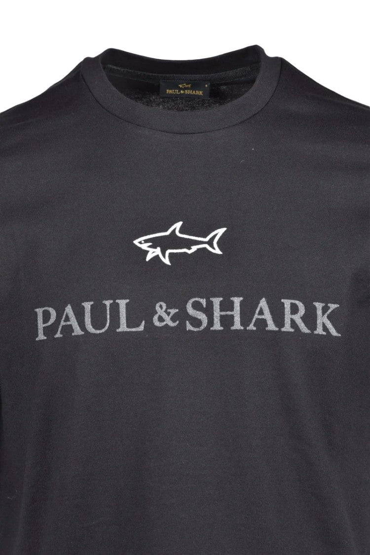 Paul & Shark Black Cotton Men T-Shirt