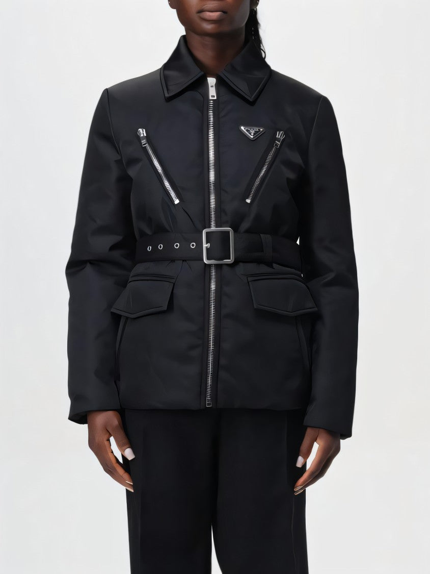 Prada Padded Jacket With Belted Waist