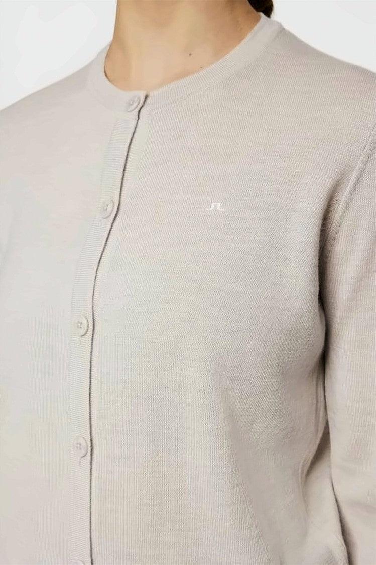 J Lindeberg Fine Knitted Cardigan With Classic Round Neckline