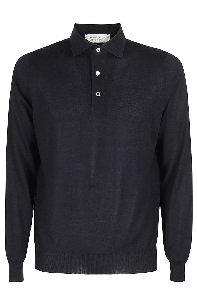 Filippo De Laurentis Long-Sleeved Wool Polo With Classic Collar