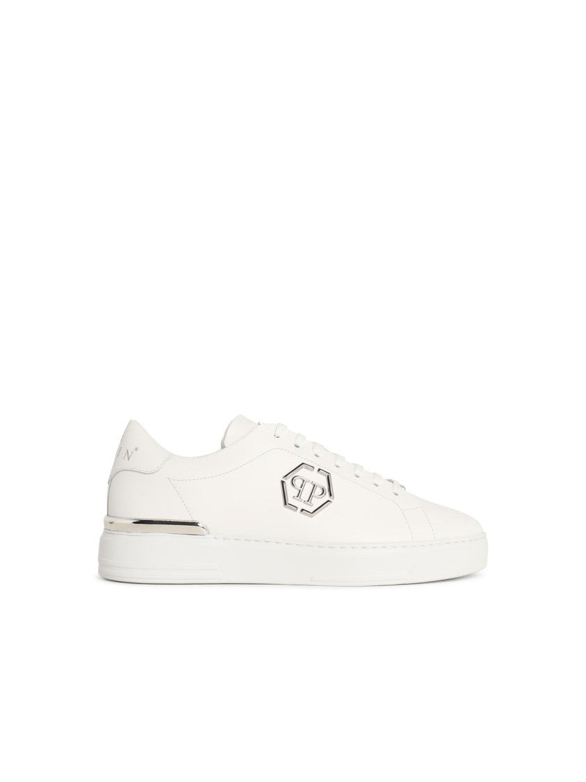 Philipp Plein Hexagon White Leather Sneakers