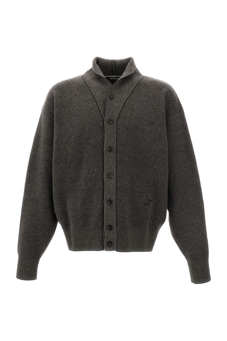 Jacquemus Grey Le Cardigan Pelota Wool Cashmere Cardigan