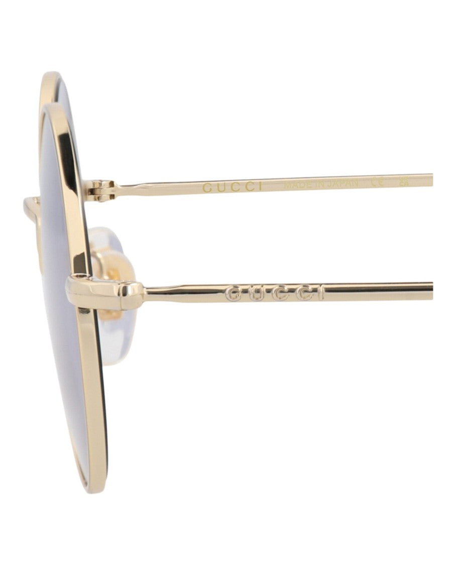 Gucci Round Metal Sunglasses With Polished Finish