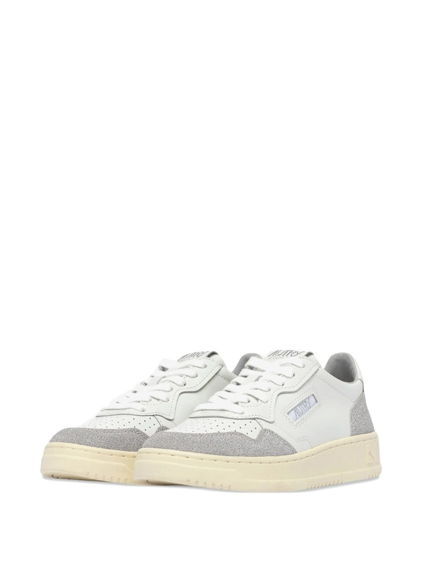 Autry White Medalist Low Perforated Suede Sneakers