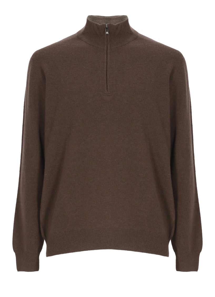 Della Ciana High Neck Merino Wool And Cashmere Sweater With Zip Closure