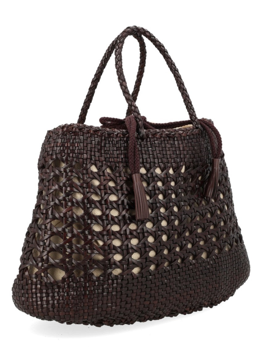 Dragon Diffusion Brown Santa Cano Woven Leather Handbag
