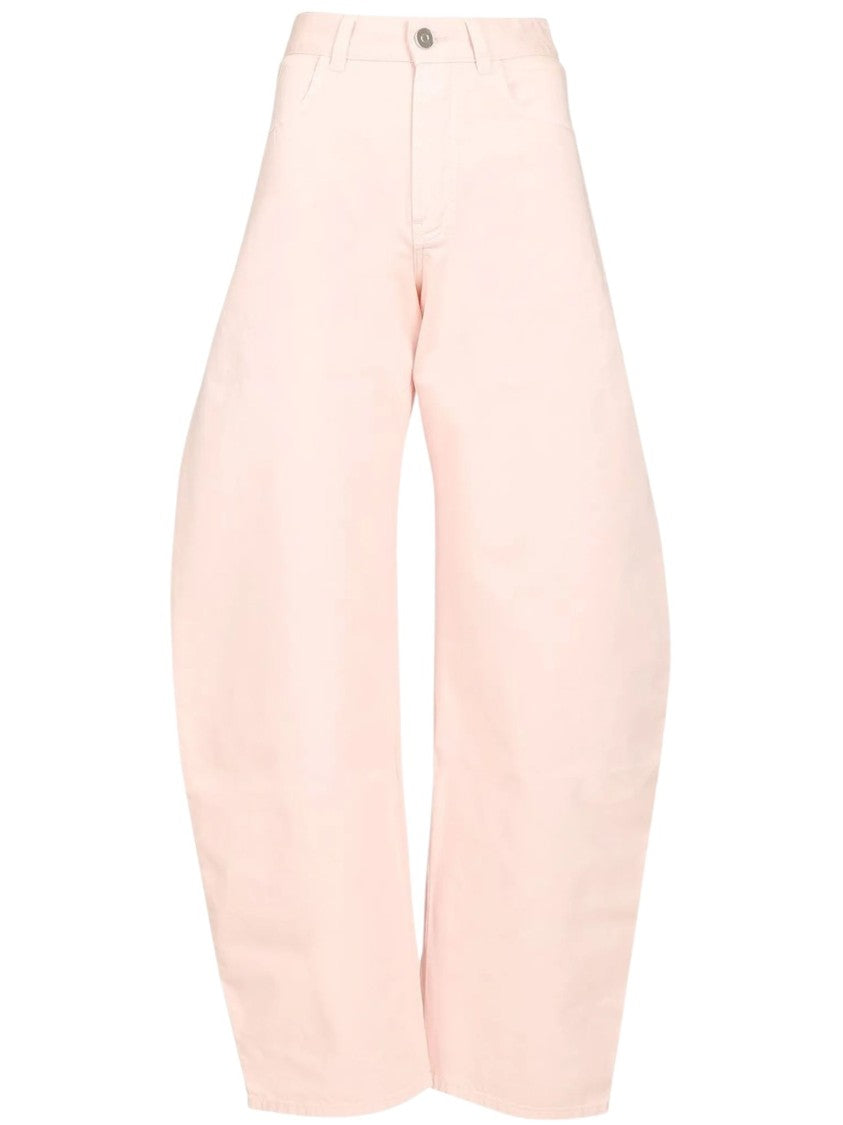 Alaïa Pink Cotton Round Denim High-Waisted Jeans