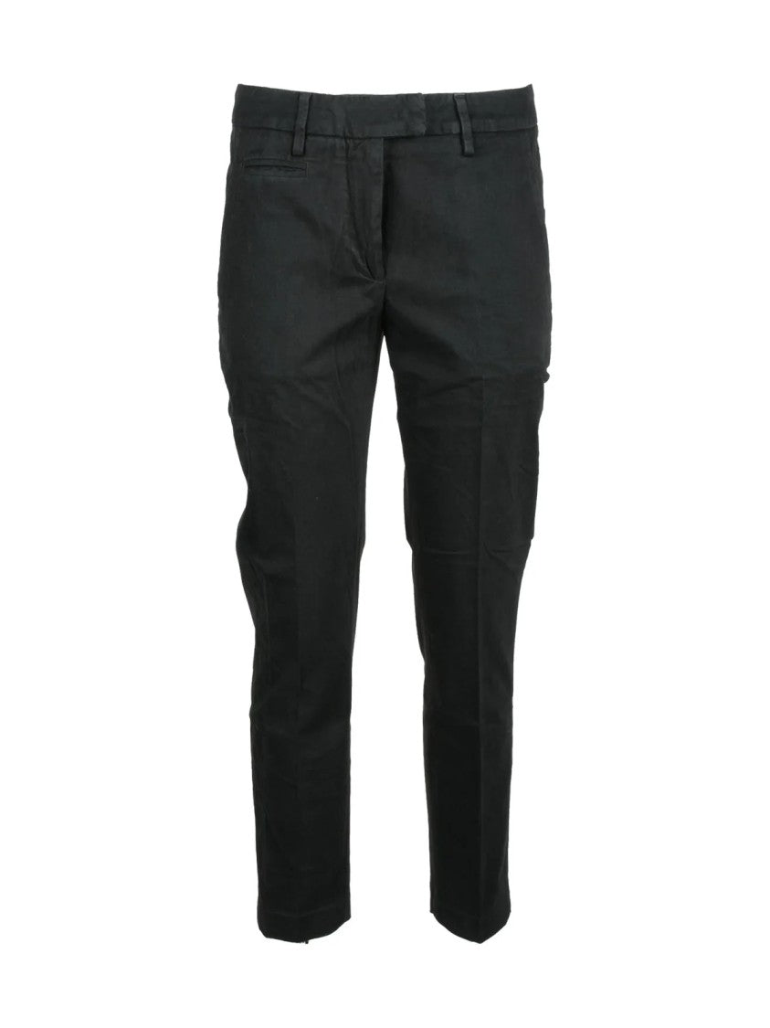 Dondup Black Stretch Cotton Straight-Leg Pants
