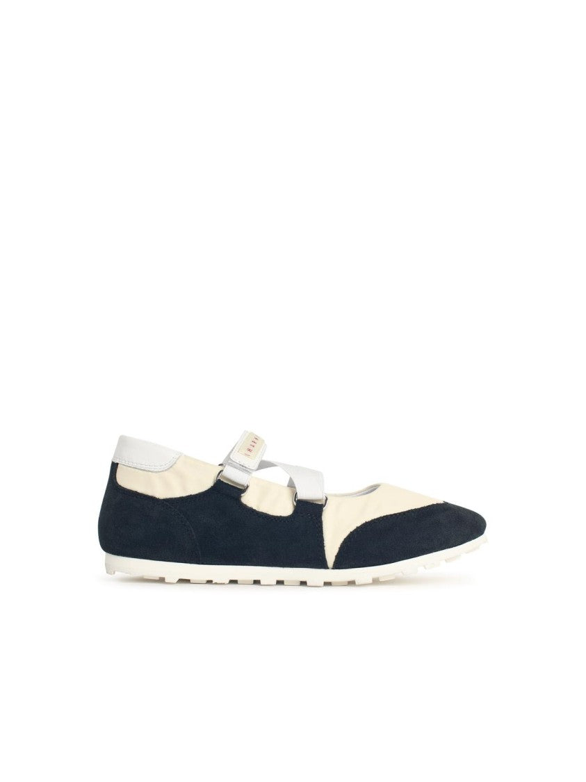 Marni Balerina In Fabric And Black Suede