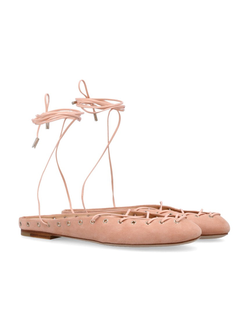 Chloé Peachy Pink Ghillies Ballerinas With Corset-Inspired Lacing