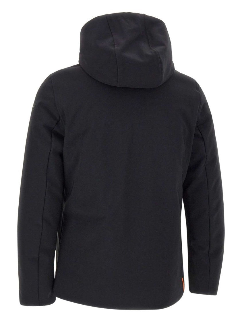 Rrd Boxy Black Jacket With Hood And Contrasting Inner Lining