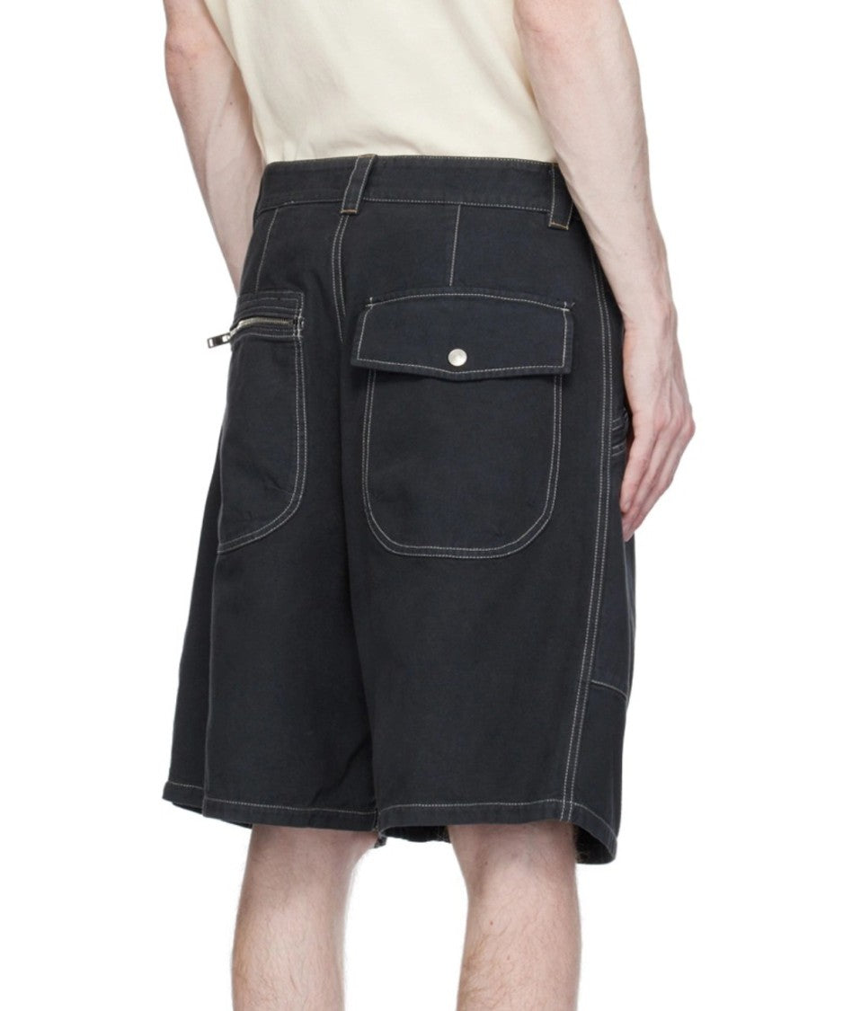Isabel Marant Relaxed-Fit Black Shorts With White Stitching
