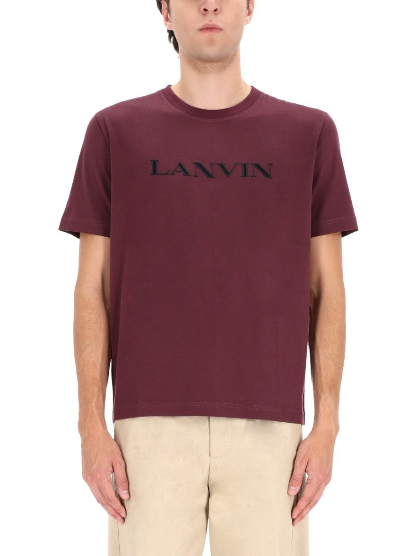 Lanvin Burgundy Straight Fit Logo T-Shirt