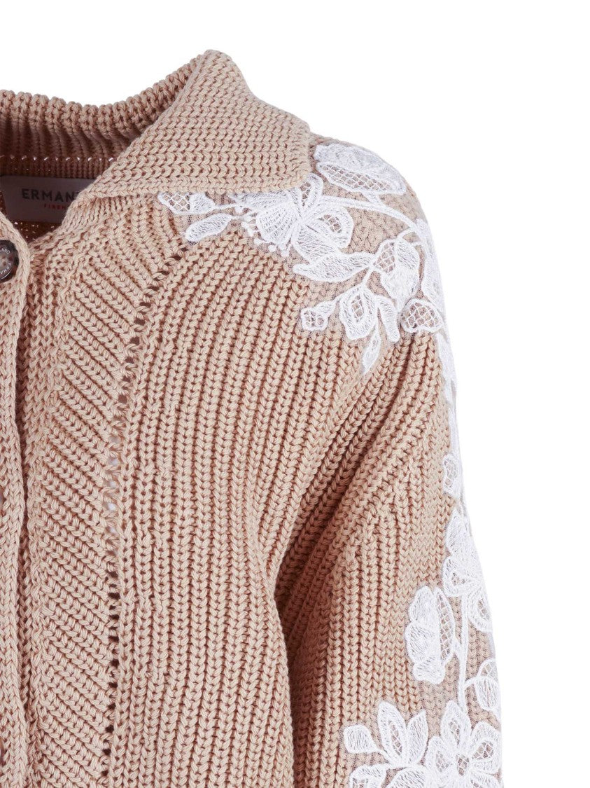 Ermanno Scervino Chunky Knit Floral Cardigan