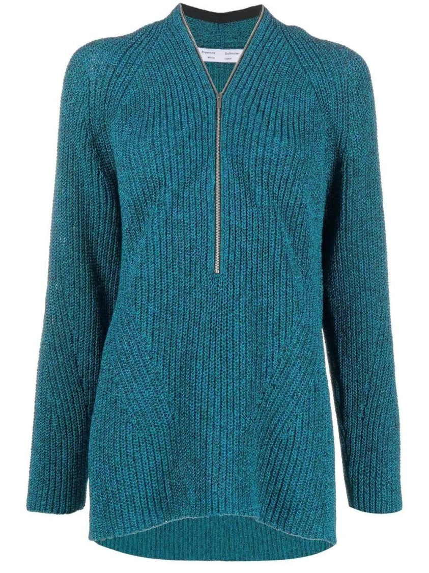 Proenza Schouler Textured Knit Zip Sweater With Relaxed Fit