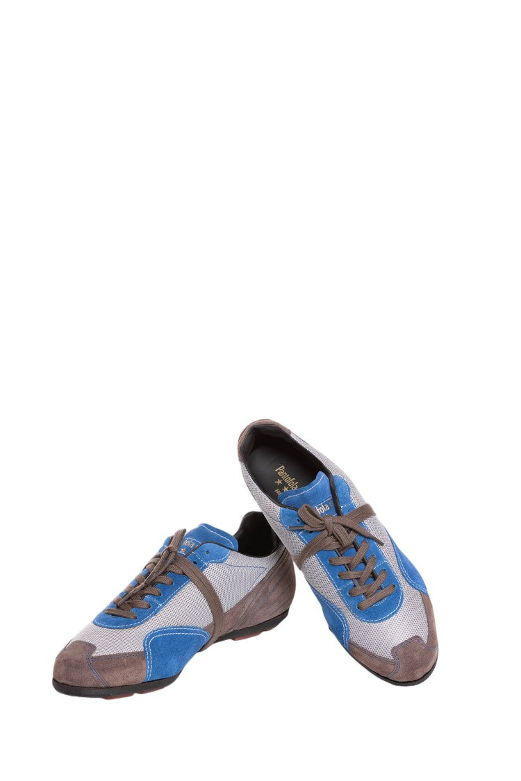 Pantofola D'oro Blue Mesh Suede Hand-Stitched Rubber Shoes