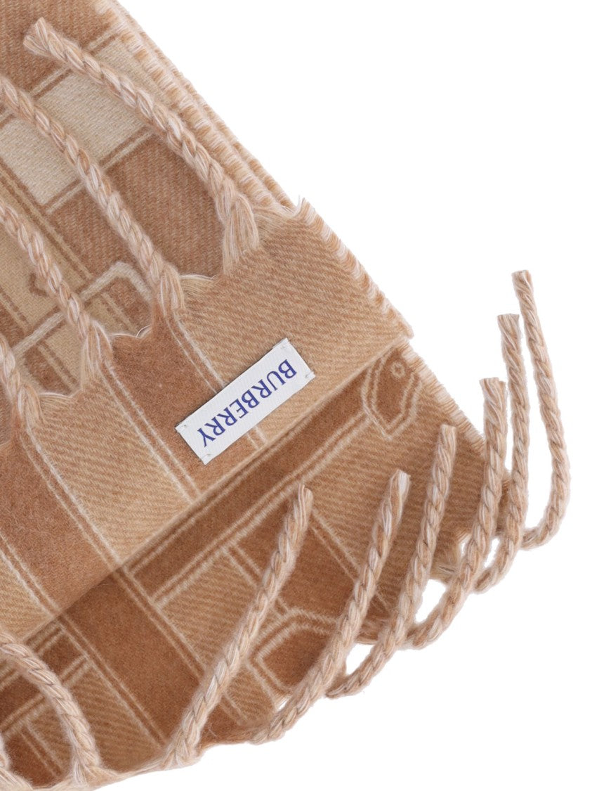 Burberry “Check” Scarf With Fringe Detail – Beige