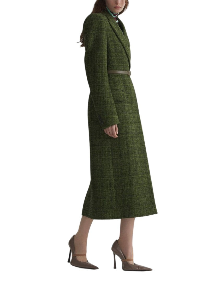Mugler Deep Green Tweed-Blend Tailored Coat