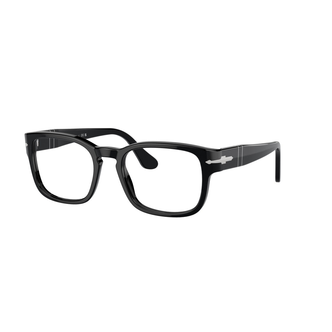 Persol 0Po3334v Rectangular Black Acetate Sunglasses With Silver Arrow Detail