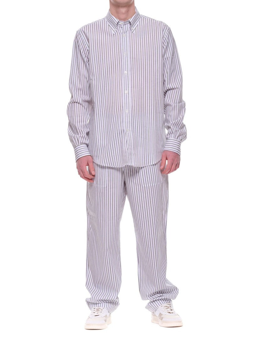 Cellar Door Sage Men’S Striped Cotton Shirt