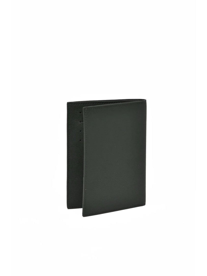 Emporio Armani Military Green Polyurethane Saffiano Cardholder