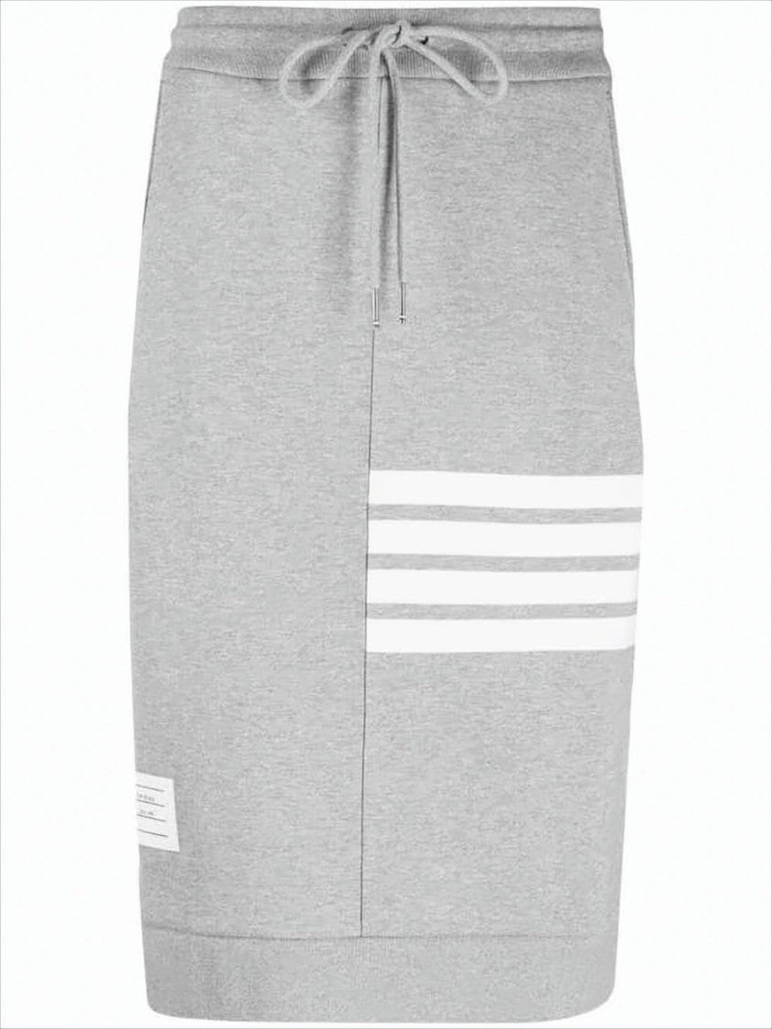 Thom Browne Heather Grey Midi Skirt With Drawstring Waistband